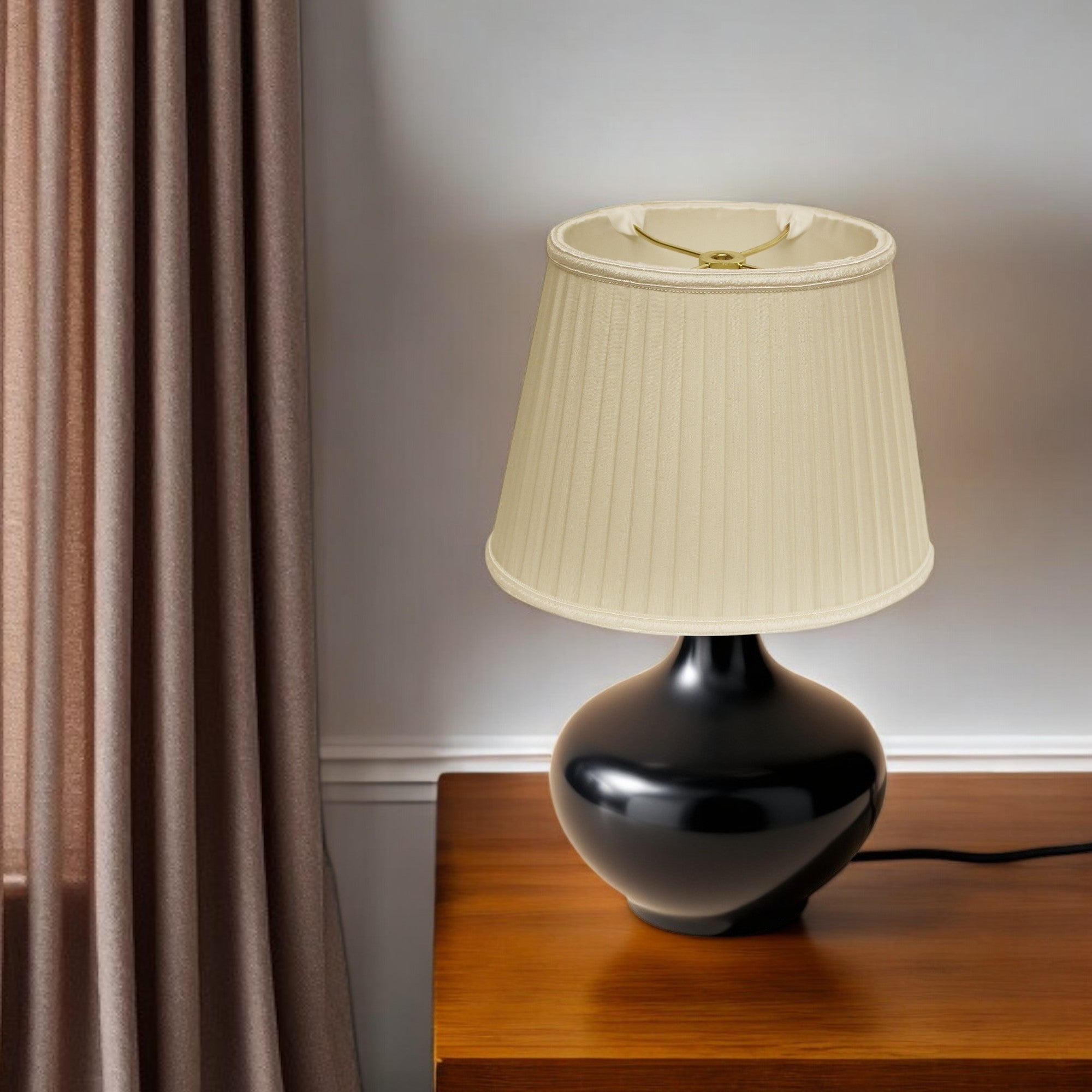 10" Ivory Oval Side Pleat Shantung Lampshade-Lampshades-DECOROLALA