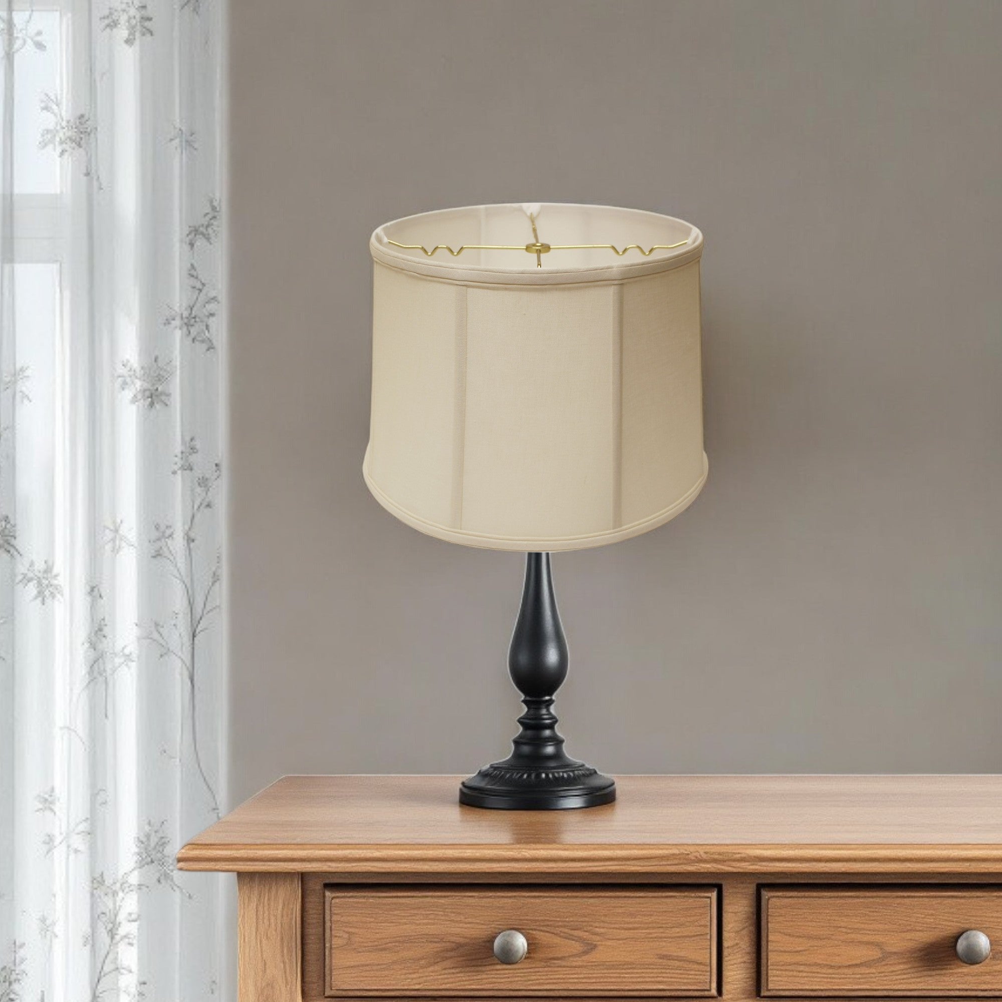 13" Off White Throwback Drum Linen Lampshade-1