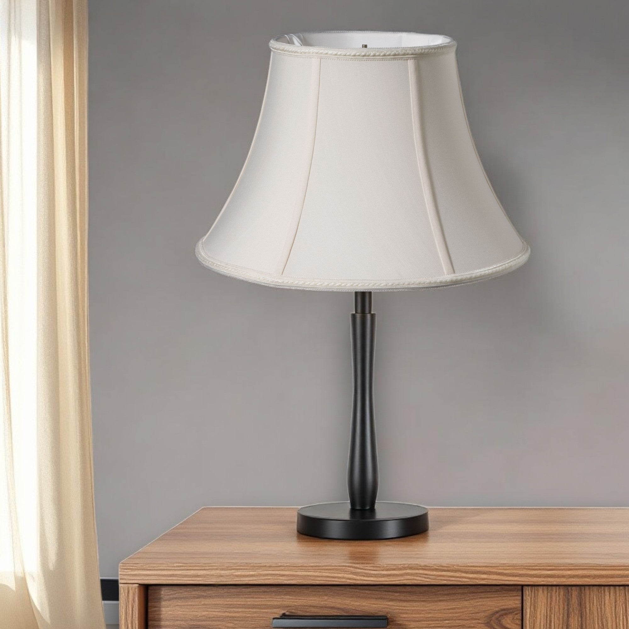18" Cream Slanted Bell Shantung Lampshade-Lampshades-DECOROLALA