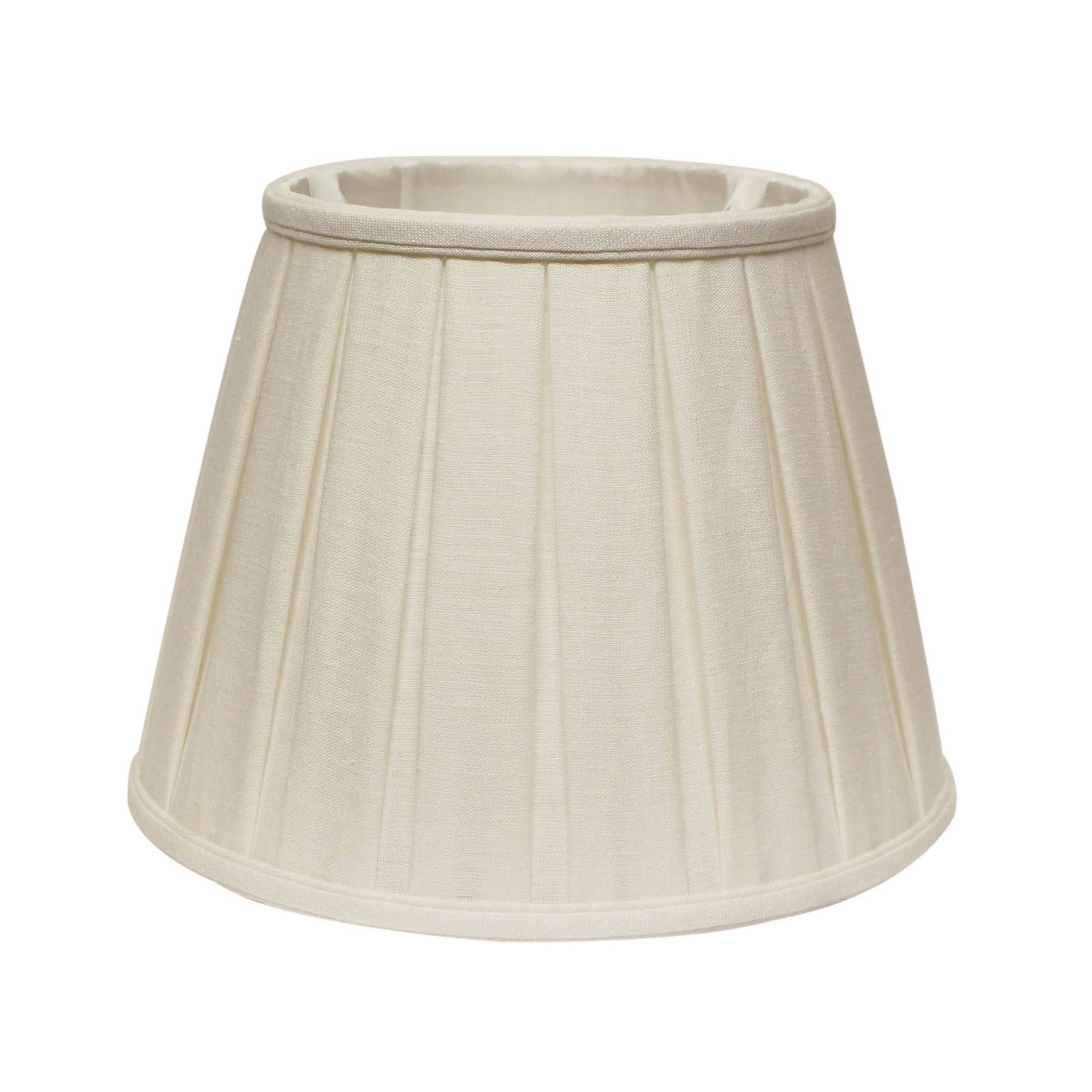 14" White Slanted Linen Lampshade with Box Pleat-Lampshades-DECOROLALA