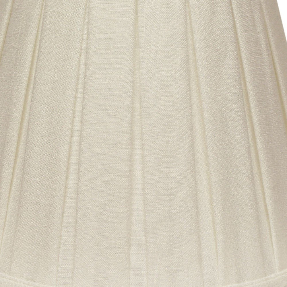 14" White Slanted Linen Lampshade with Box Pleat-Lampshades-DECOROLALA