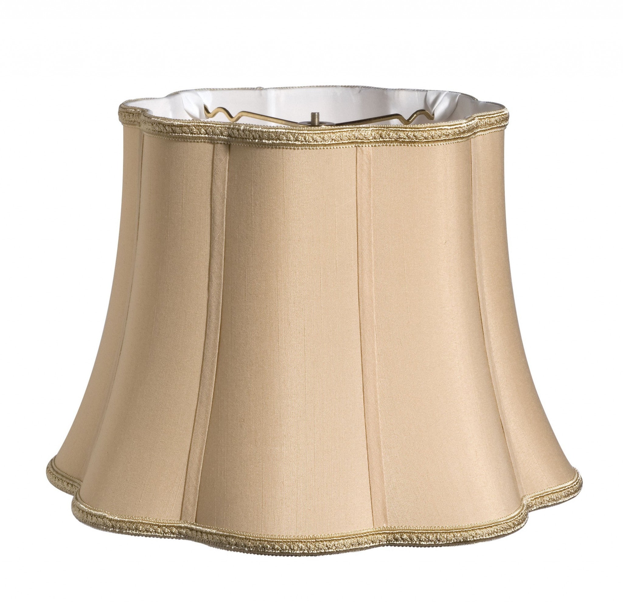 12" Vintage Gold Melon Scallop Shantung Lampshade-Lampshades-DECOROLALA