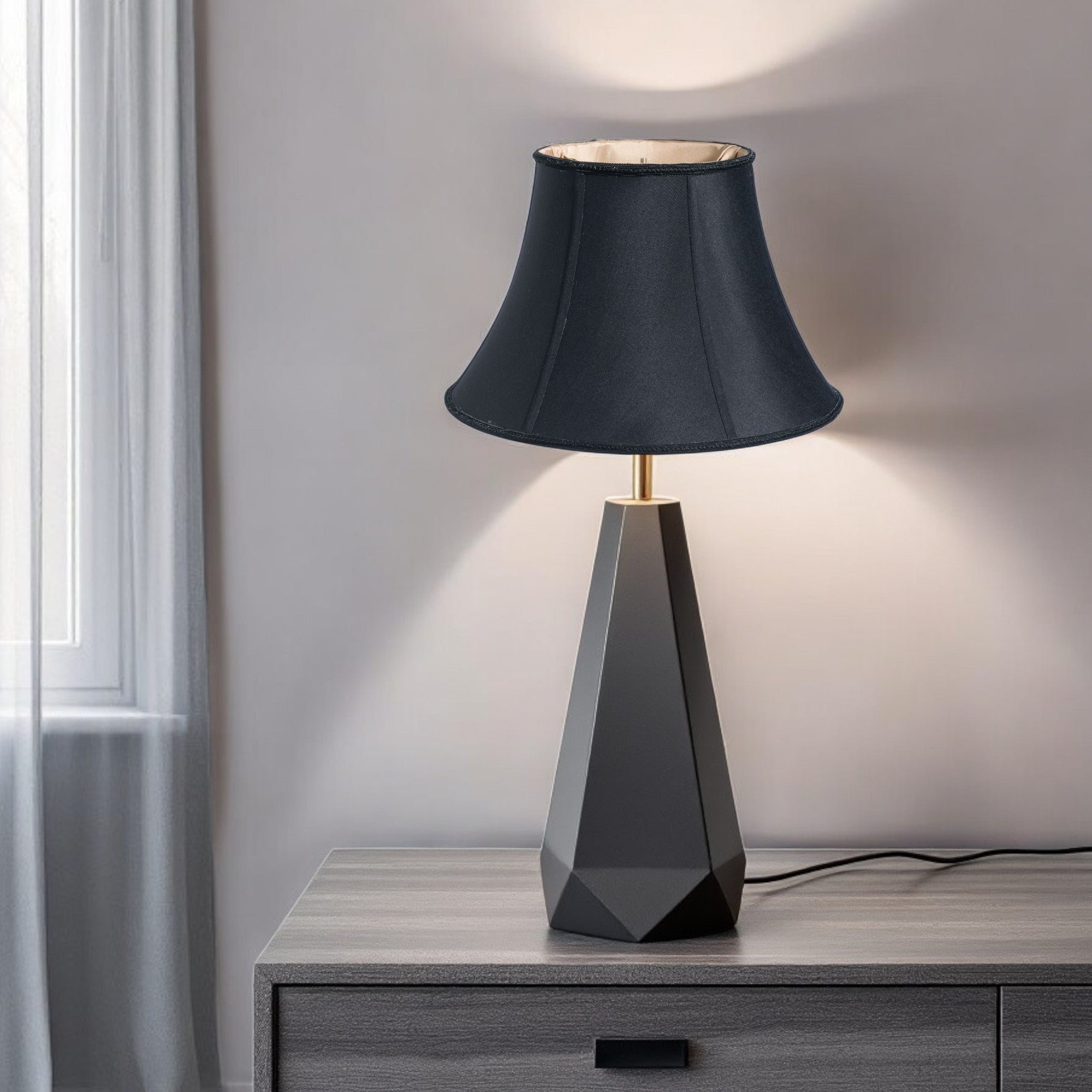 10" Black with Bronze Lining Slanted Oval Shantung Lampshade-Lampshades-DECOROLALA