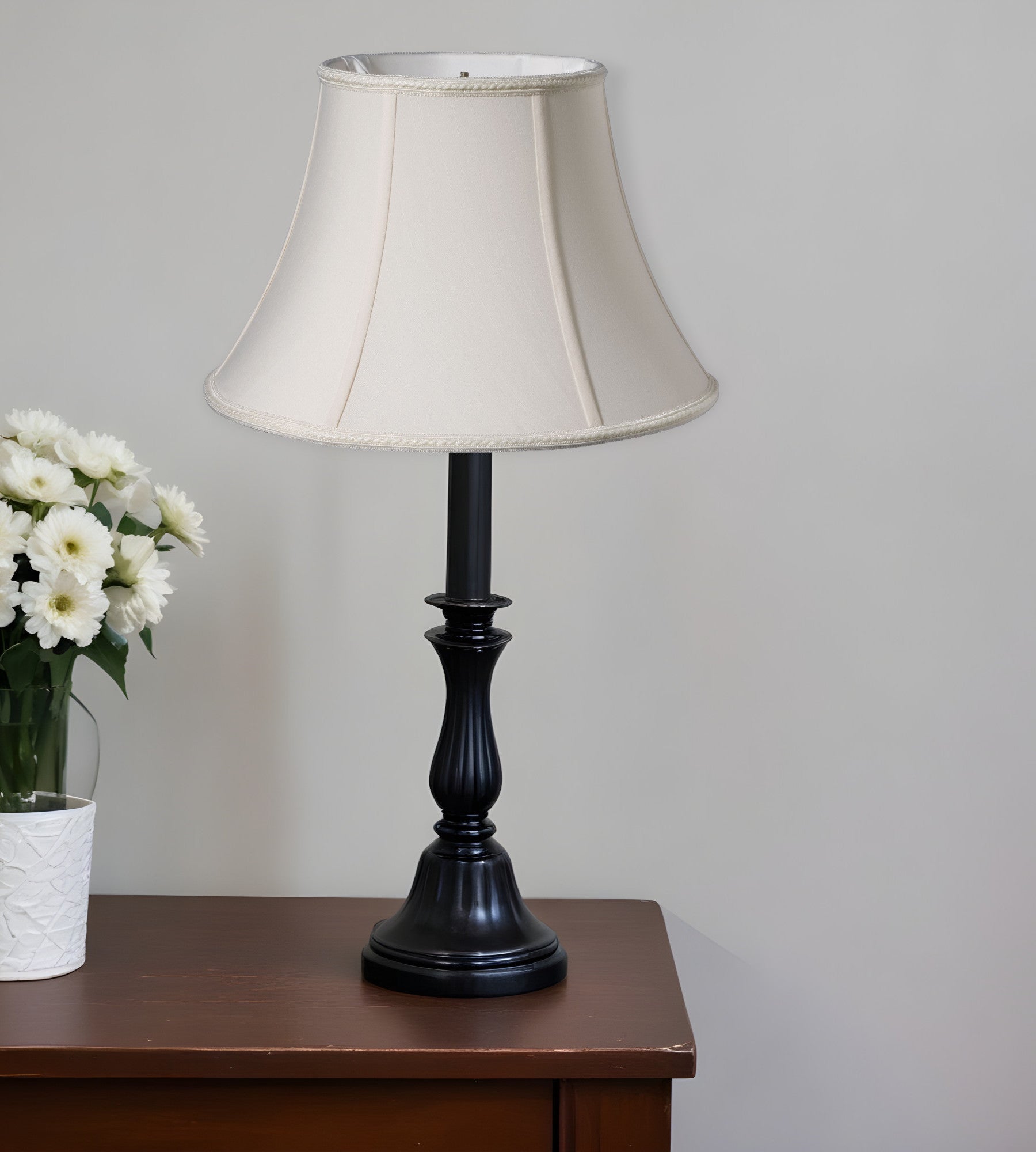 Cream Shantung Silk Bell Lamp Shade-Lampshades-DECOROLALA