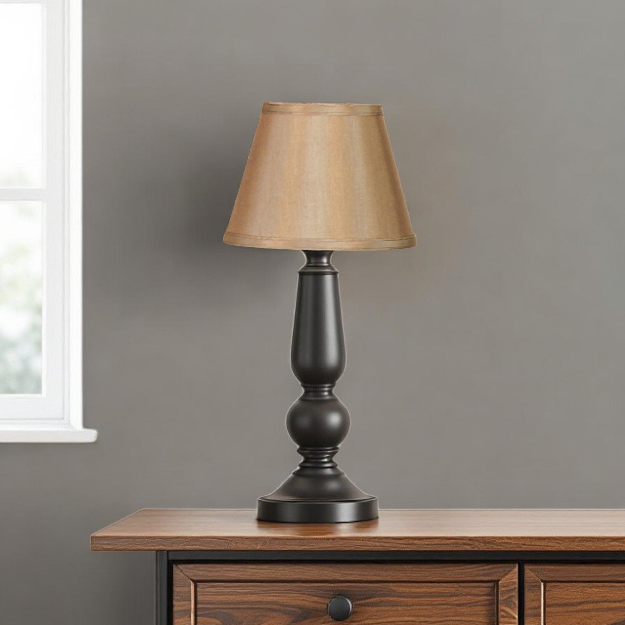 8" Pale Brown Empire Hardback Slanted No Slub Lampshade-Lampshades-DECOROLALA