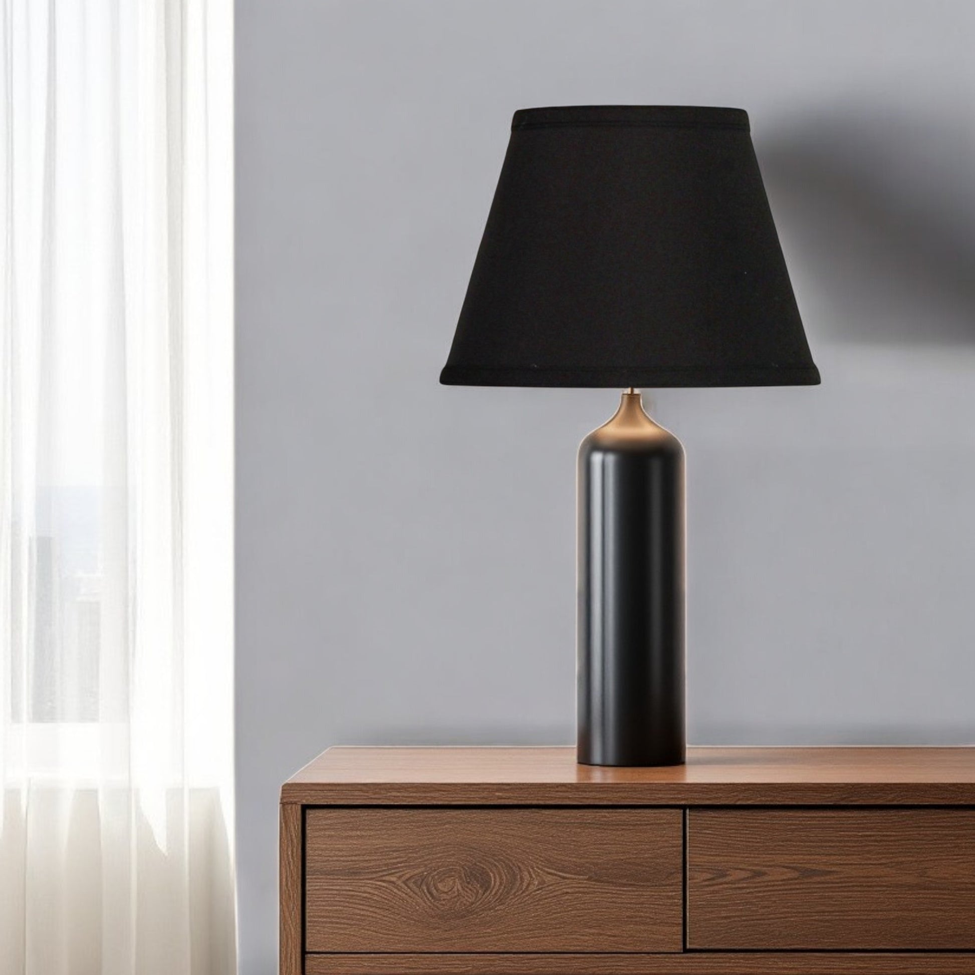 10" Black with White Empire Hardback Slanted Shantung Lampshade-Lampshades-DECOROLALA