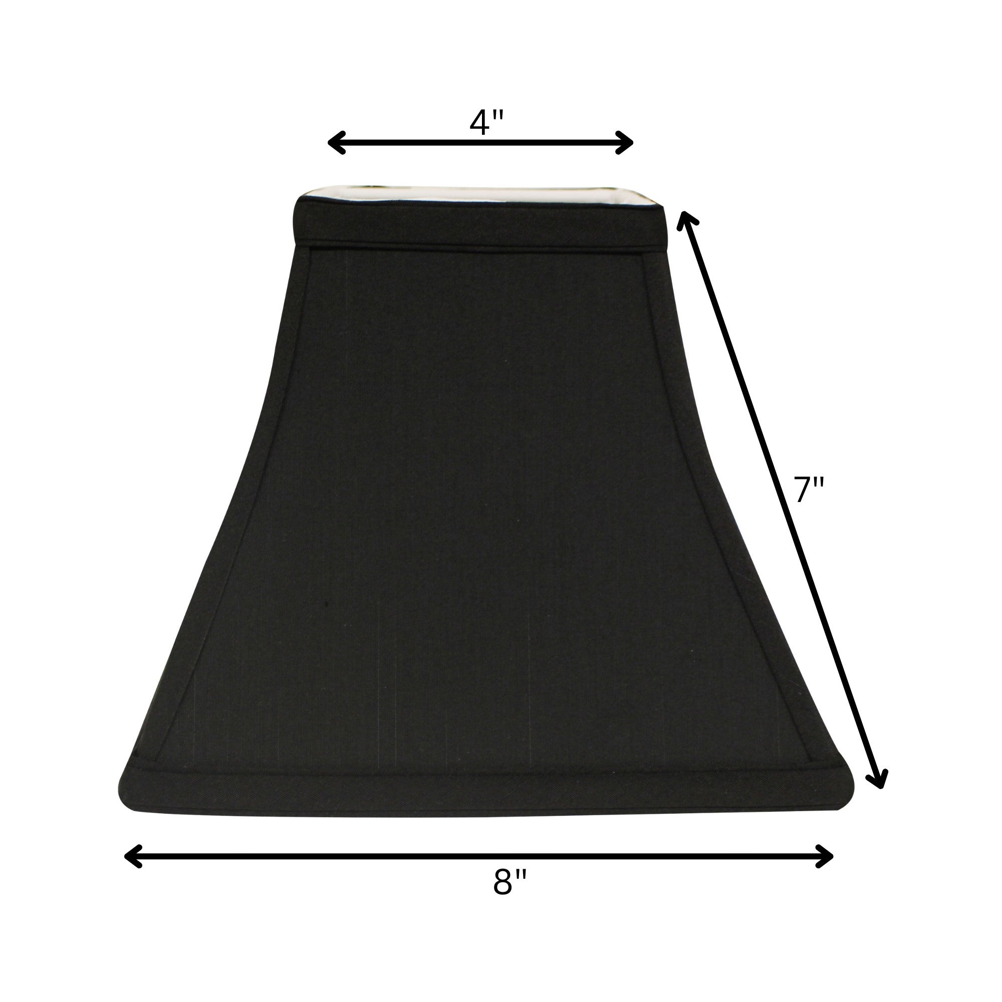 8" Black with White Lining Square Bell Shantung Lampshade-Lampshades-DECOROLALA