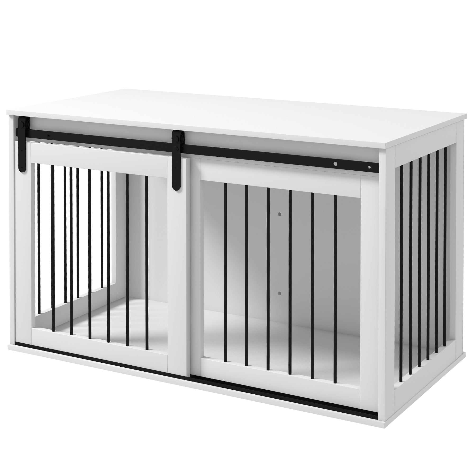 46.5" Dog Crate Furniture - White Side Table for Large Dogs-Dogs-DECOROLALA