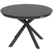 46.5" Round Picnic Dining Table for 6, Slatted Top, Black Aluminum Outdoor-DECOROLALA