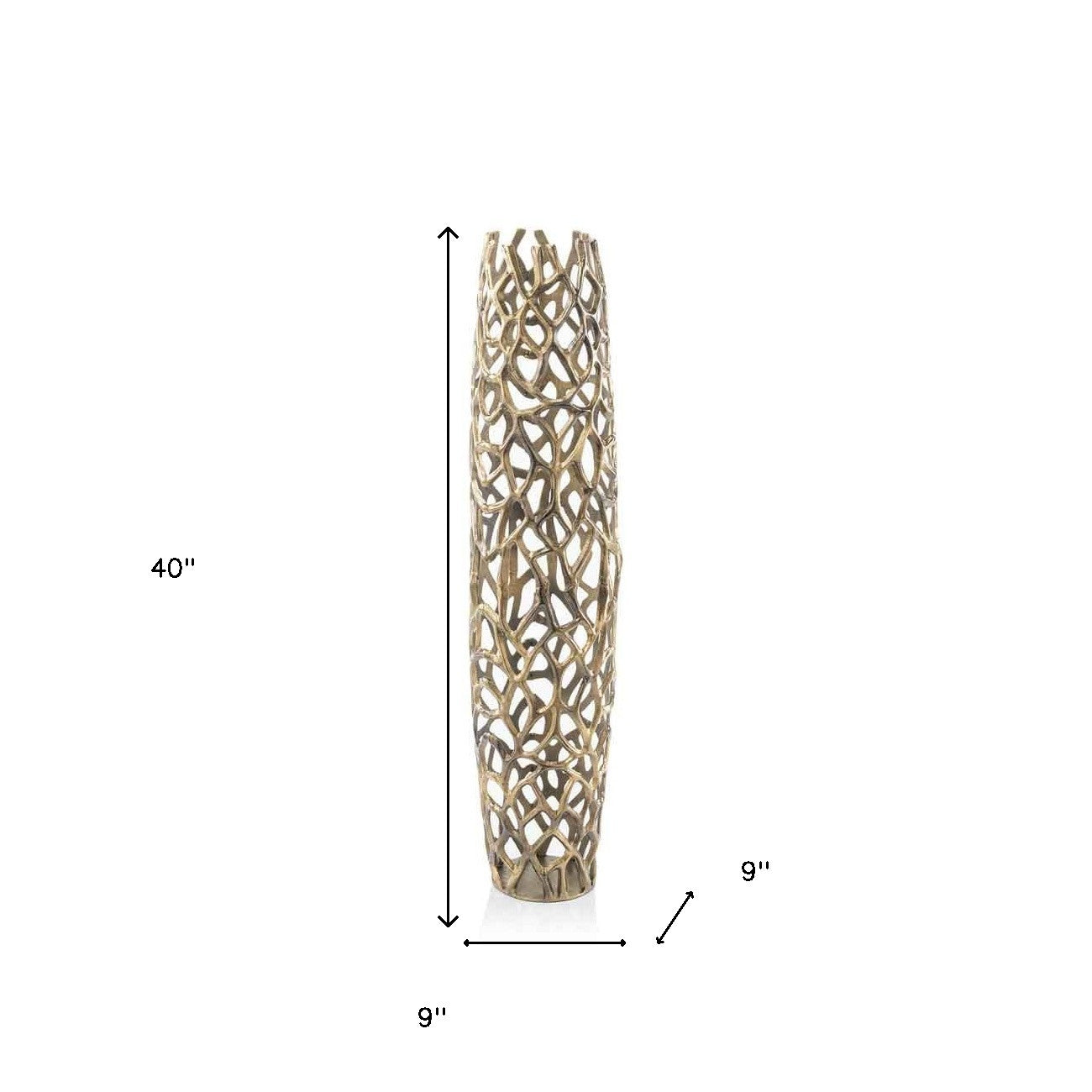 47" Aluminum Silver Twigs Cylinder Floor Vase-Vases-DECOROLALA