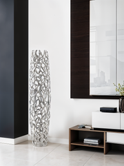 47" Aluminum Silver Twigs Cylinder Floor Vase-Vases-DECOROLALA