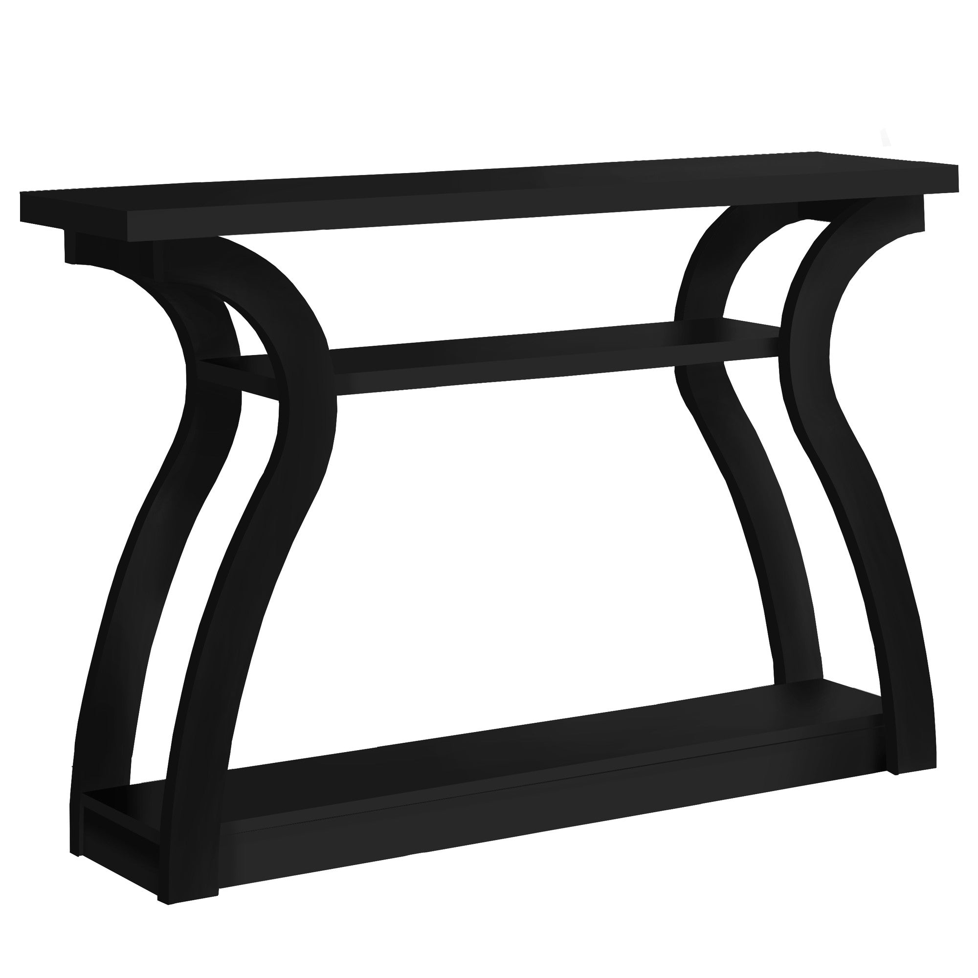47" Black Floor Shelf Console Table With Shelves-Console Tables-DECOROLALA