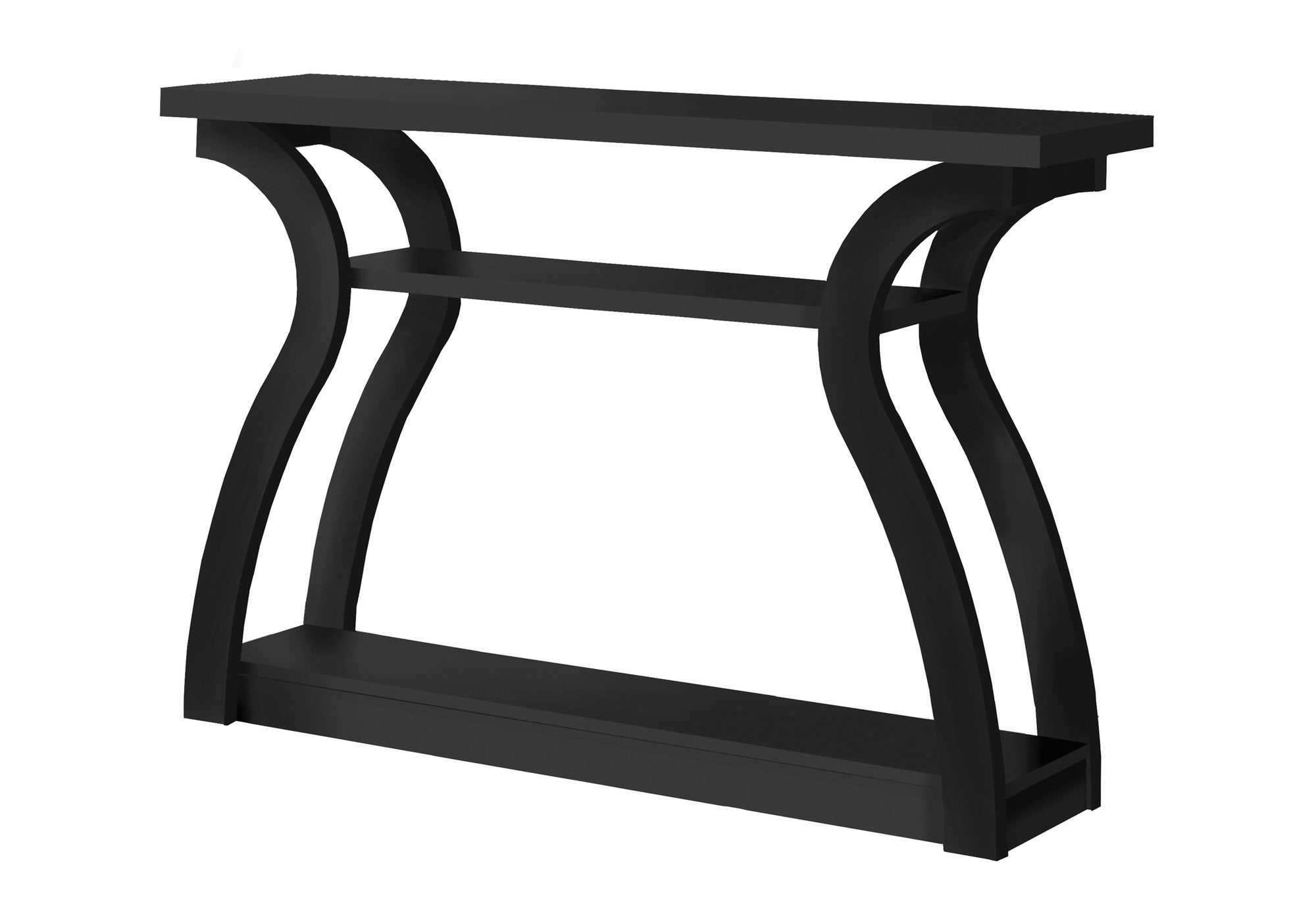 47" Black Floor Shelf Console Table With Shelves-Console Tables-DECOROLALA