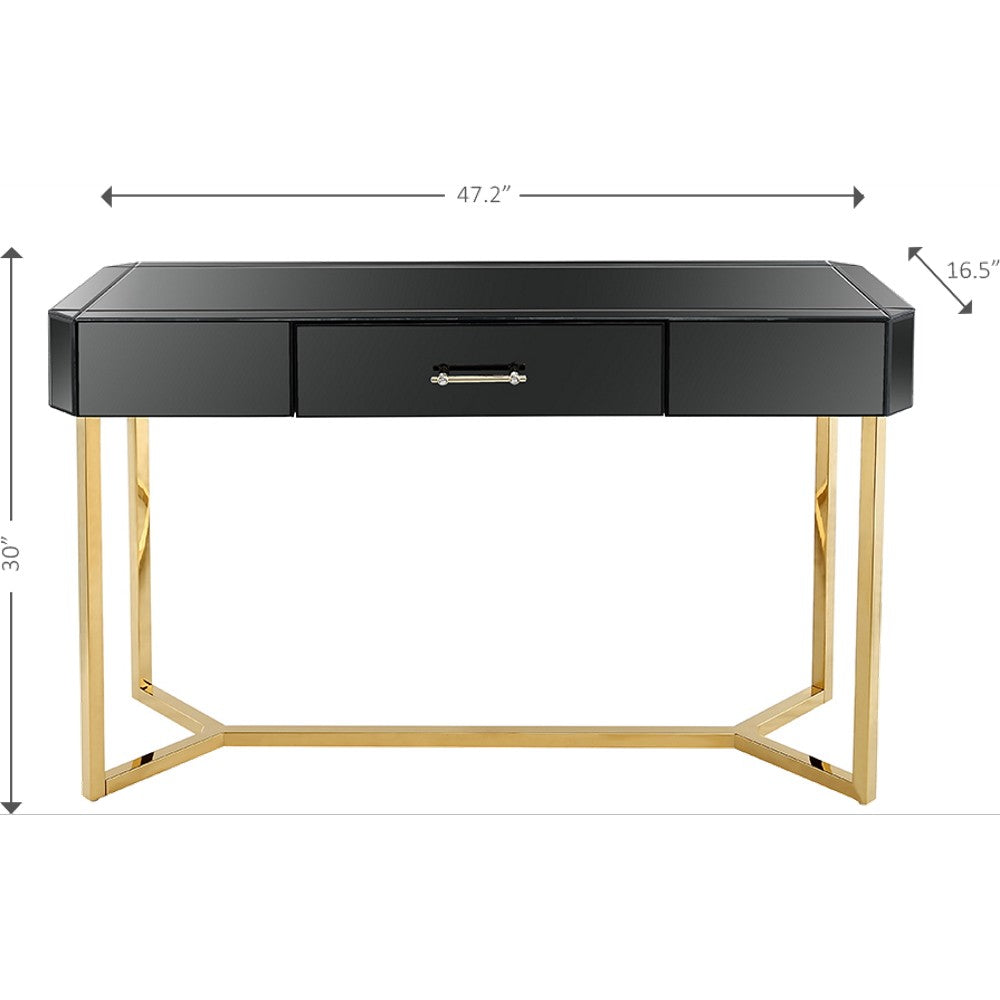 47" Black Mirrored Glass Console Table-Console Tables-DECOROLALA