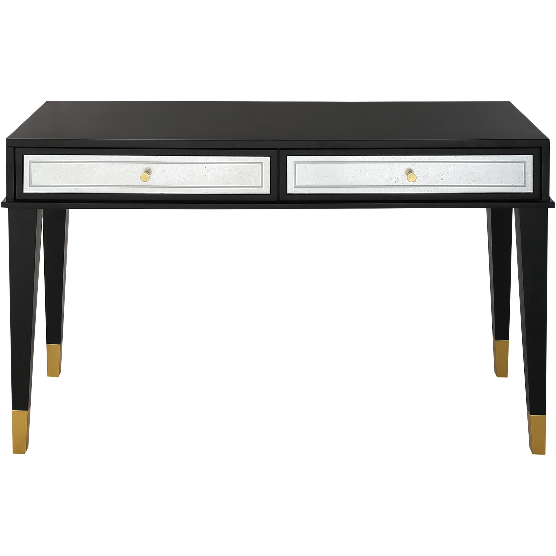 47" Black Silver and Gold Wood Console Table And Drawers-Console Tables-DECOROLALA