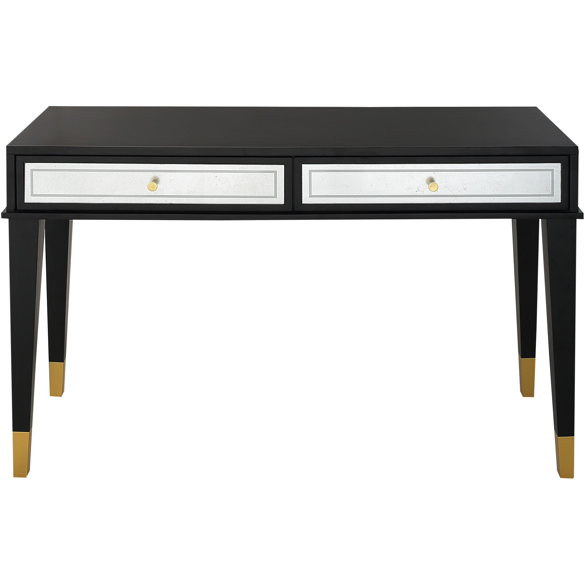 47" Black Silver and Gold Wood Console Table And Drawers-Console Tables-DECOROLALA