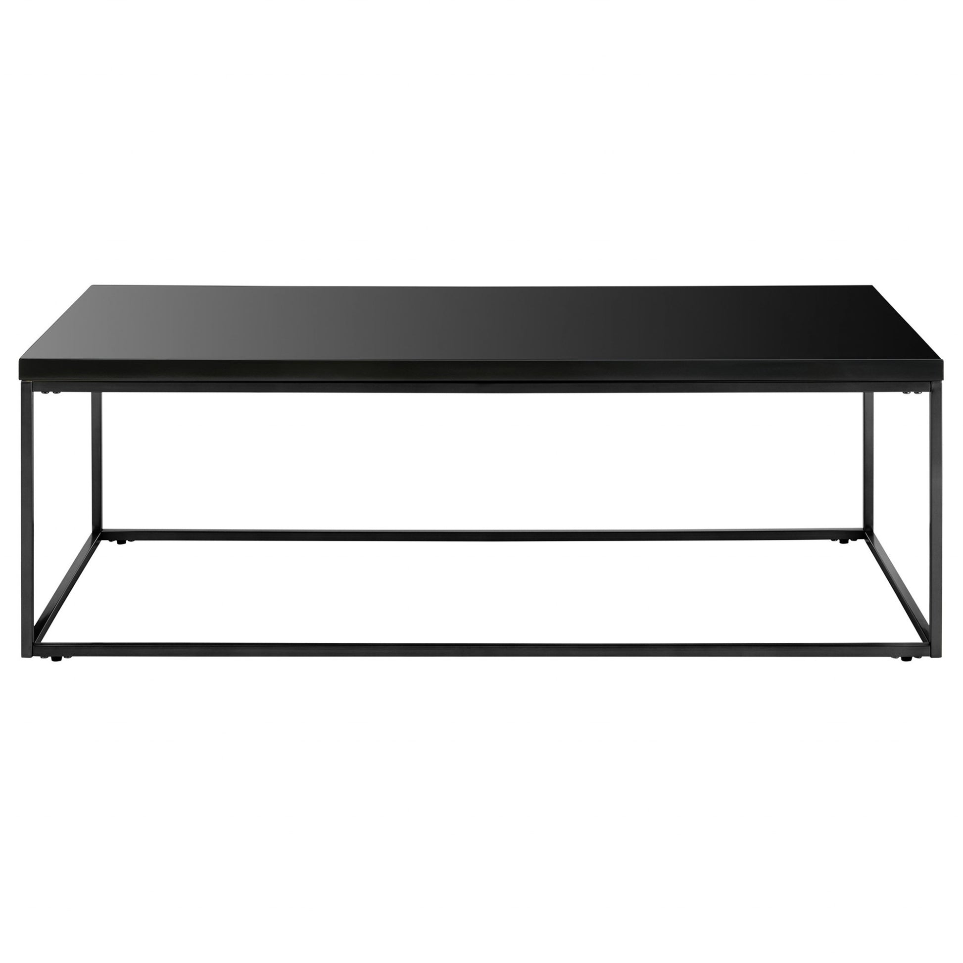 47" Black Wood And Metal Frame Coffee Table-Coffee Tables-DECOROLALA