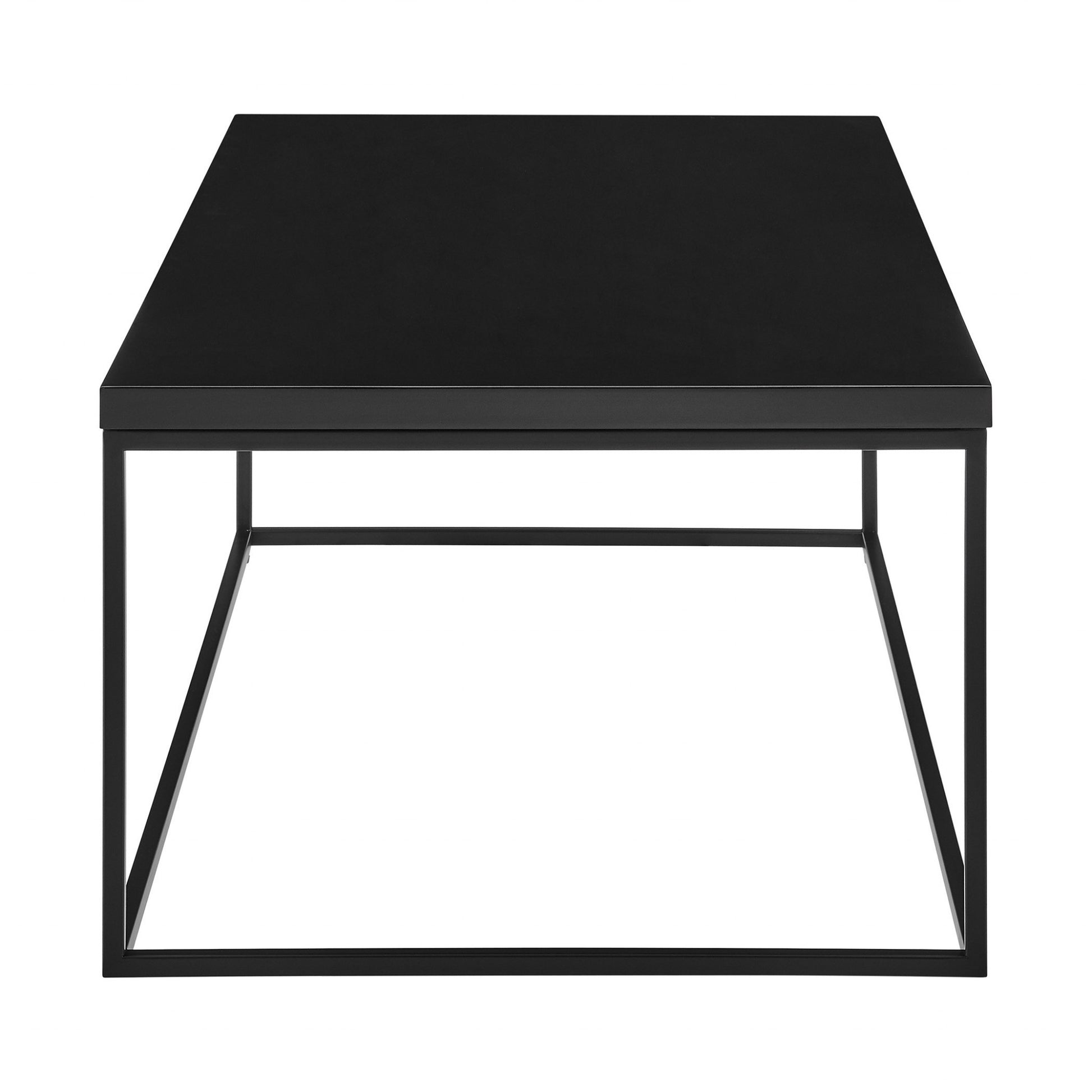 47" Black Wood And Metal Frame Coffee Table-Coffee Tables-DECOROLALA
