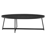 47" Black Wood And Metal Oval Frame Coffee Table-Coffee Tables-DECOROLALA