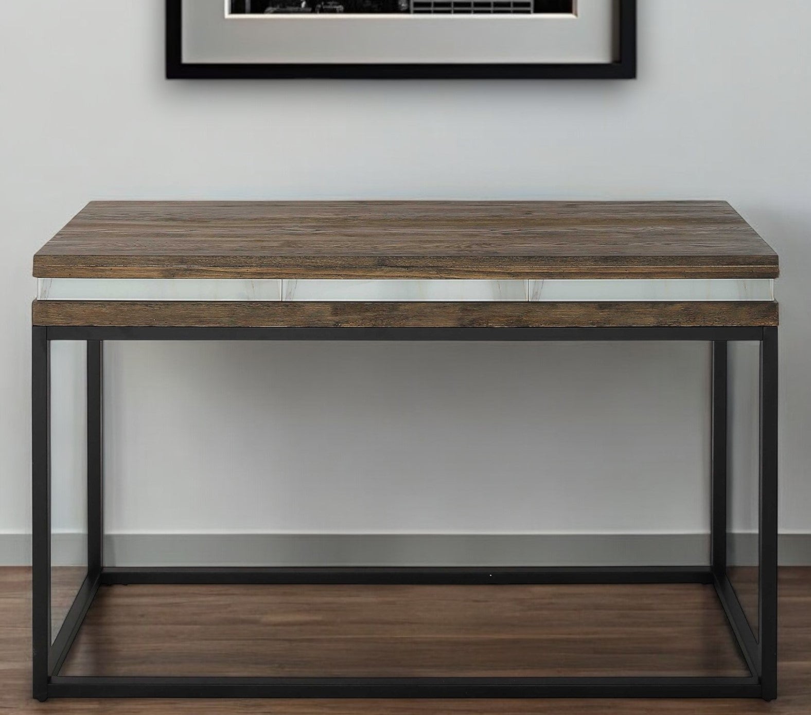 47" Brown and Black Frame Console Table-Console Tables-DECOROLALA