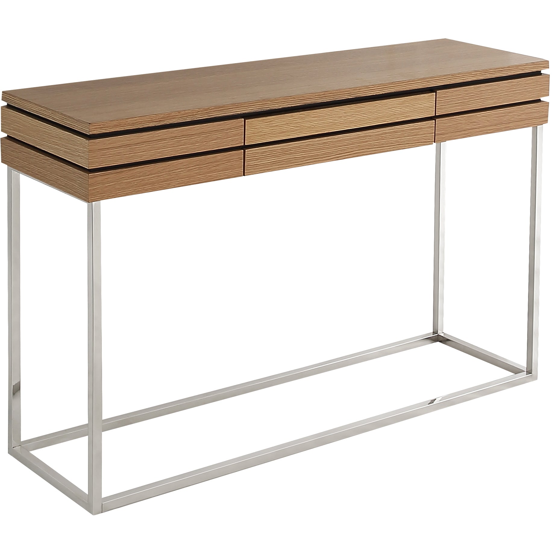 47" Brown and Silver Frame Console Table And Drawers-Console Tables-DECOROLALA