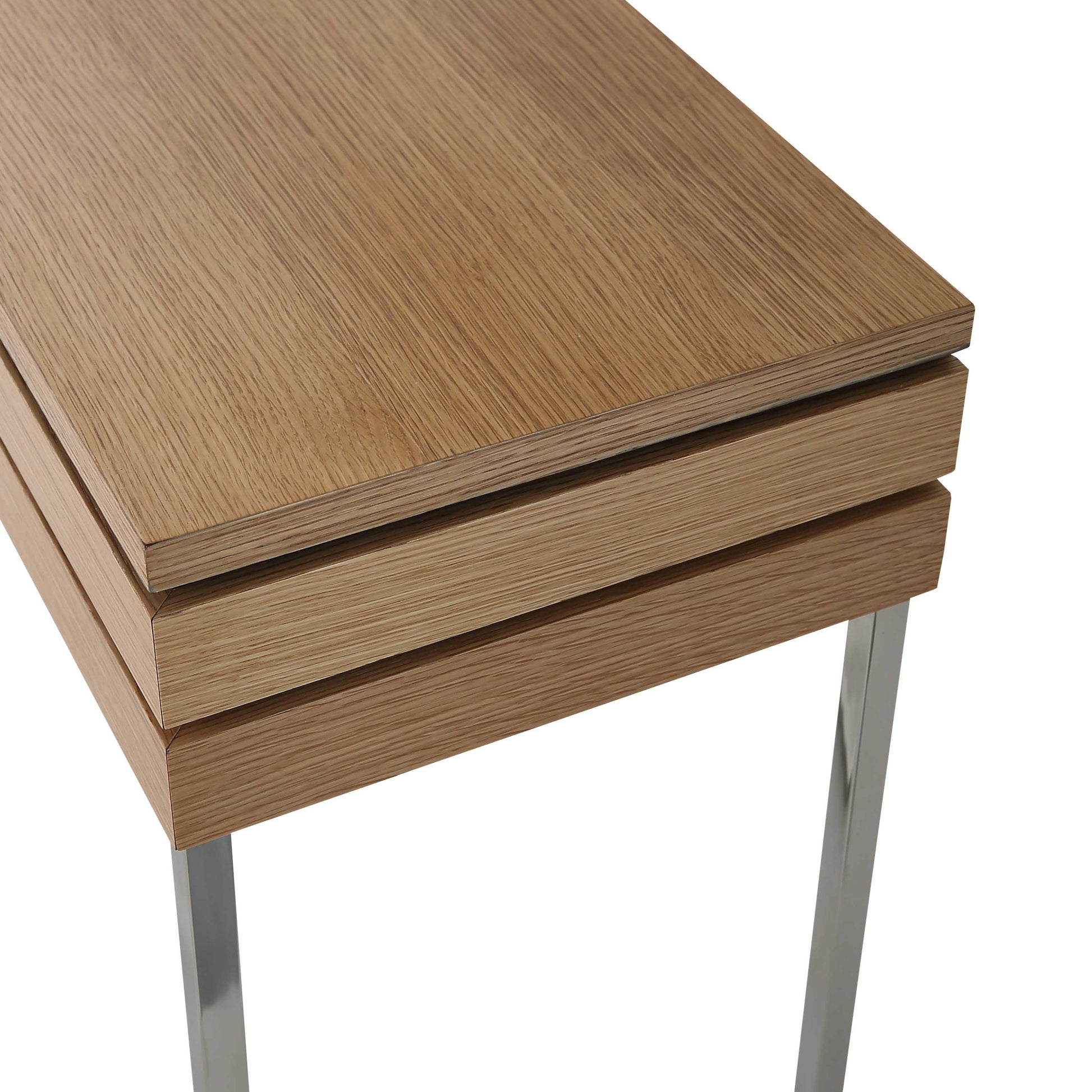 47" Brown and Silver Frame Console Table And Drawers-Console Tables-DECOROLALA