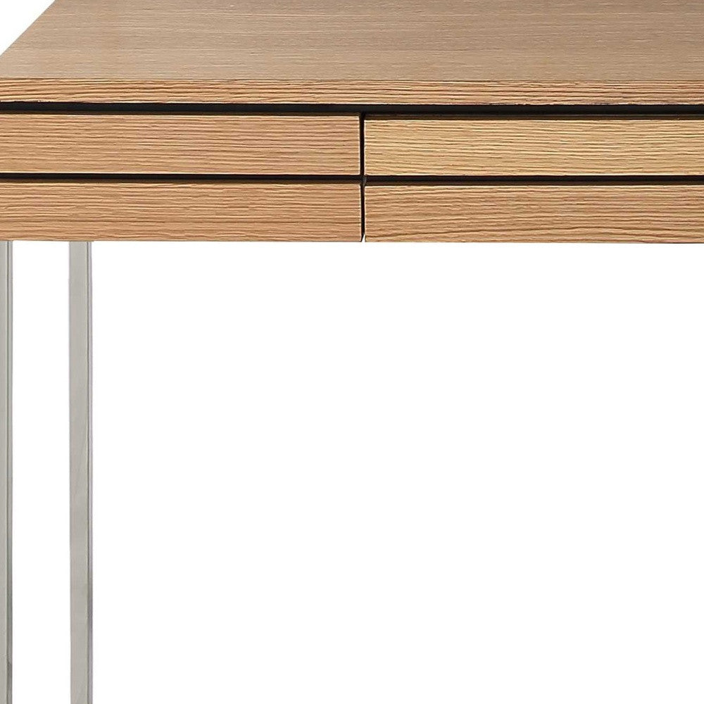 47" Brown and Silver Frame Console Table And Drawers-Console Tables-DECOROLALA