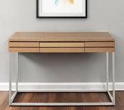 47" Brown and Silver Frame Console Table And Drawers-Console Tables-DECOROLALA