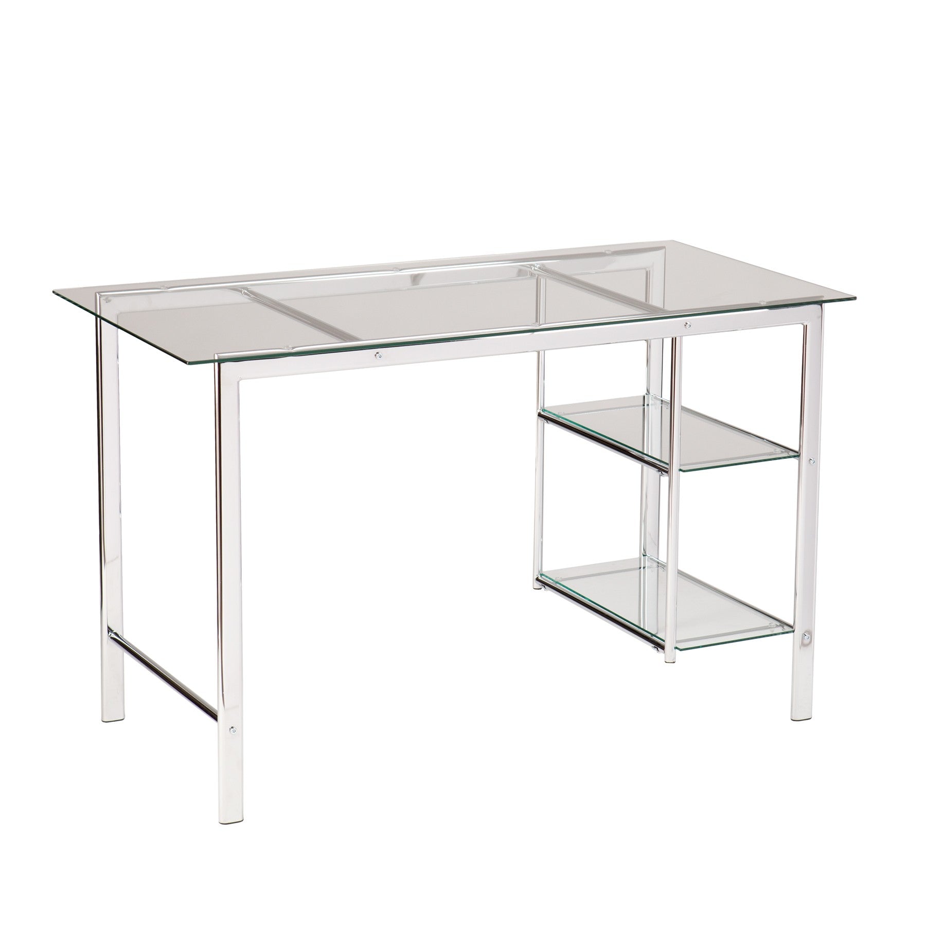 47" Clear and Silver Glass and Metal Writing Desk-Desks-DECOROLALA