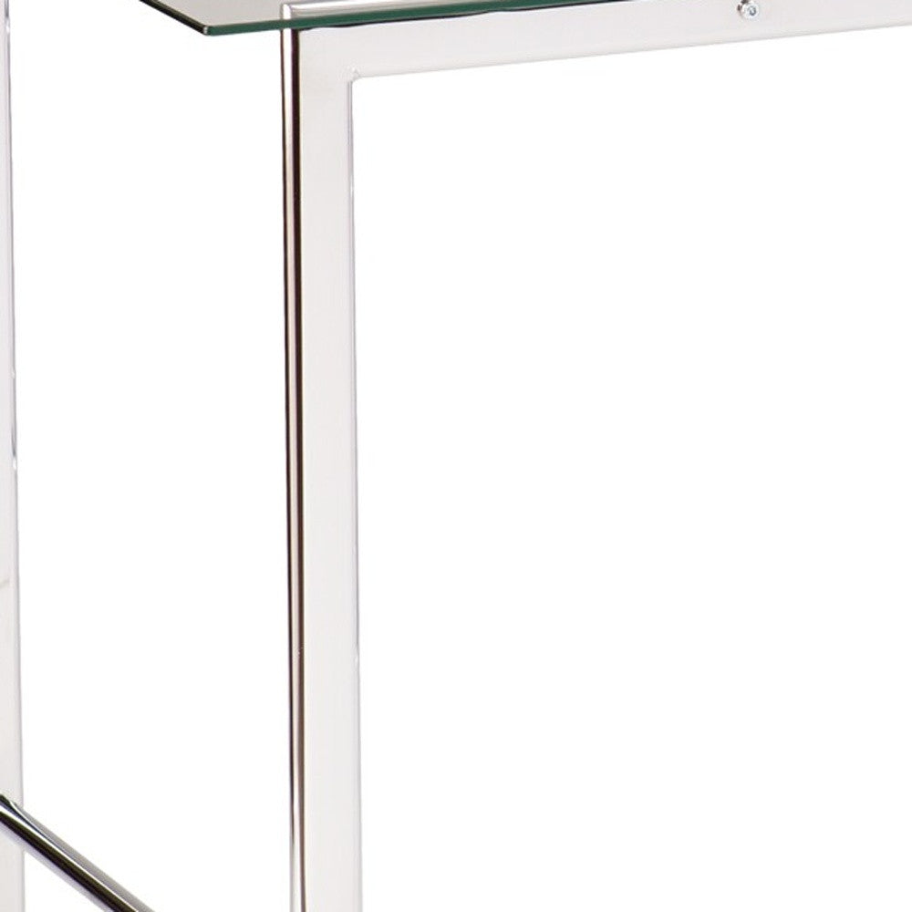 47" Clear and Silver Glass and Metal Writing Desk-Desks-DECOROLALA