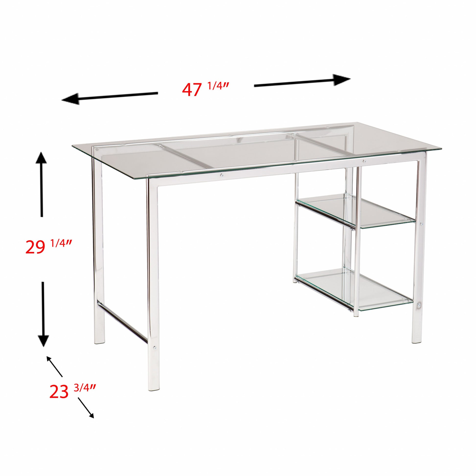 47" Clear and Silver Glass and Metal Writing Desk-Desks-DECOROLALA