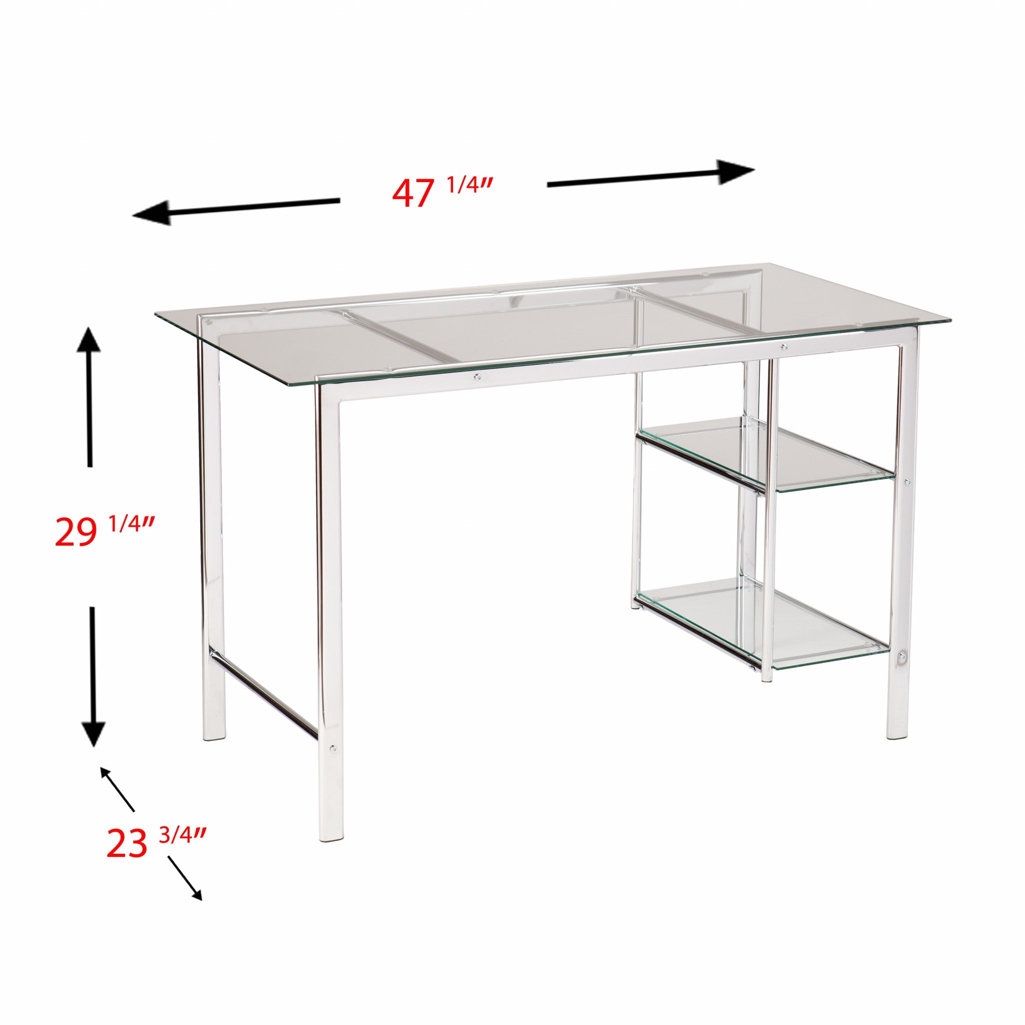 47" Clear and Silver Glass and Metal Writing Desk-Desks-DECOROLALA