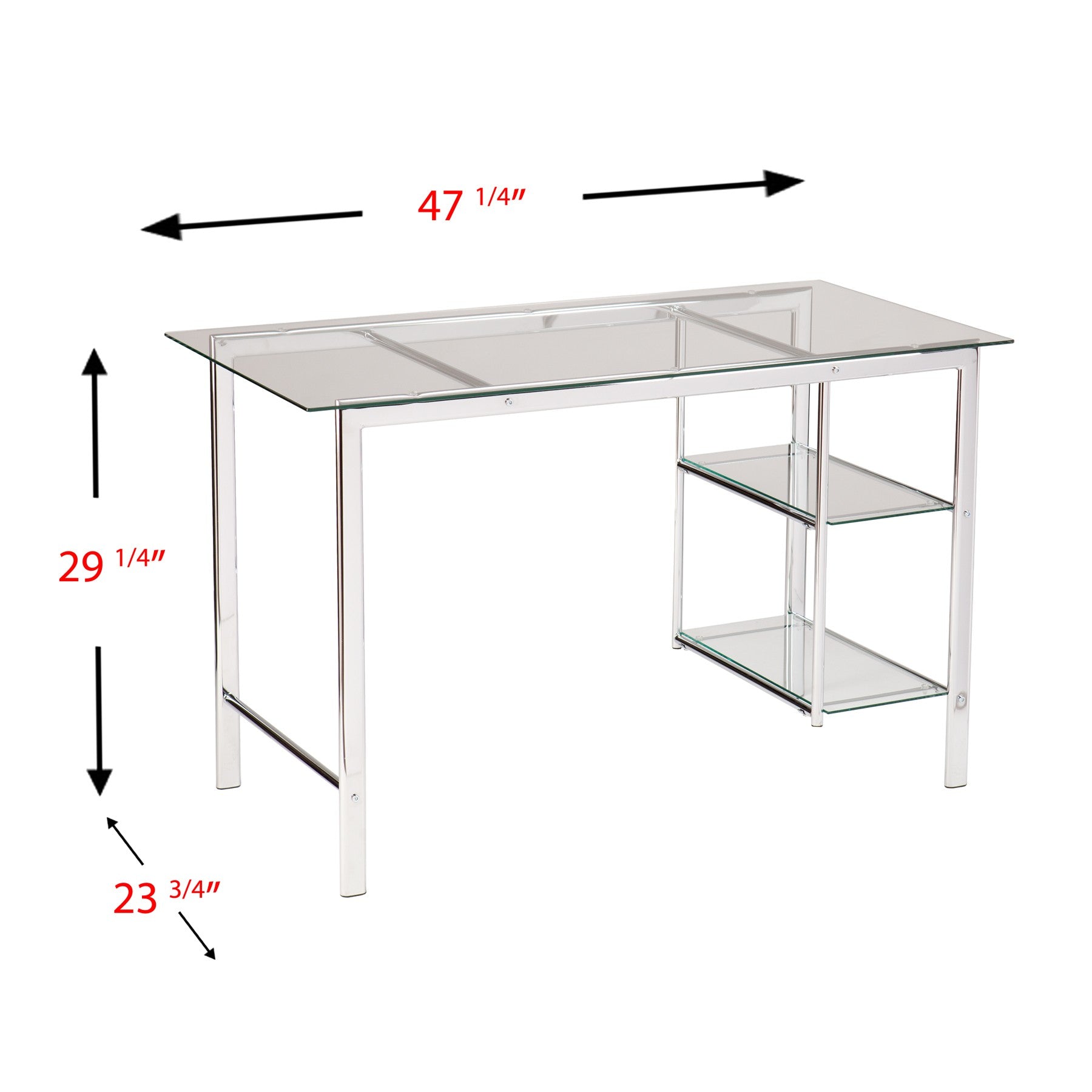 47" Clear and Silver Glass and Metal Writing Desk-Desks-DECOROLALA