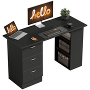 47" Computer Desk with 3 Drawers and 3 Shelves - Black-Office Products > Office Furniture > Office Desks & Work Stations > Writing Desks-DECOROLALA
