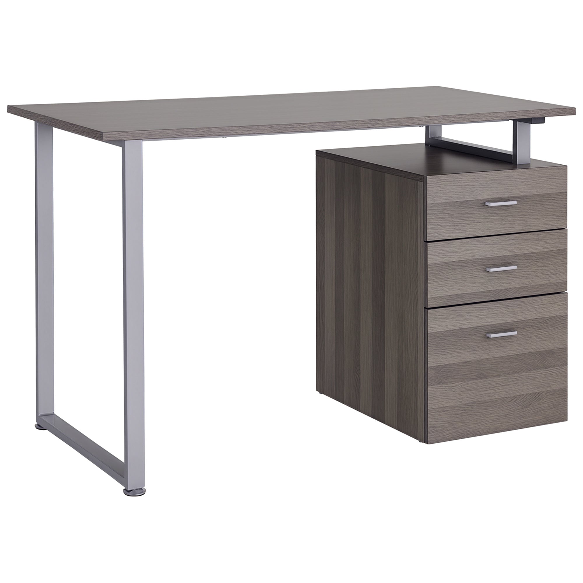 47" Computer Desk with 3 Reversible Drawers - Dark Wood Grain-Office Products > Office Furniture > Office Desks & Work Stations > Writing Desks-DECOROLALA