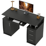47" Computer Desk with Keyboard Tray and Drawers - Black-DECOROLALA