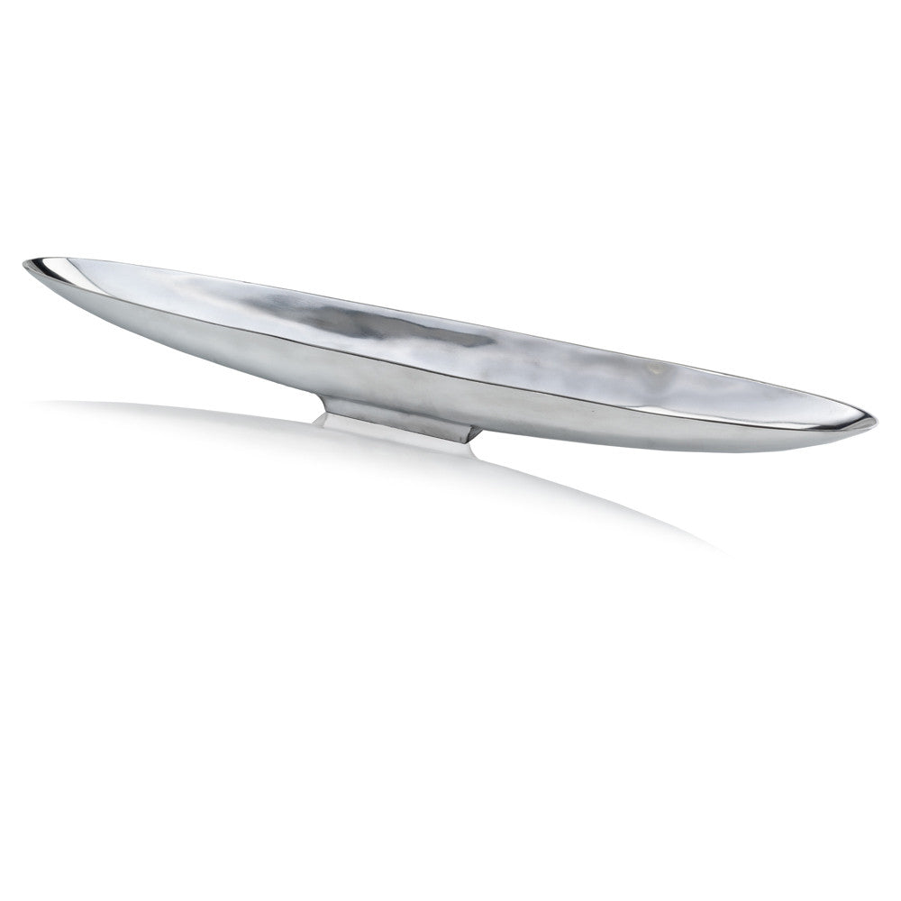 47" Contempo Shiny Silver Extra Large Long Boat Tray-Sculptures-DECOROLALA