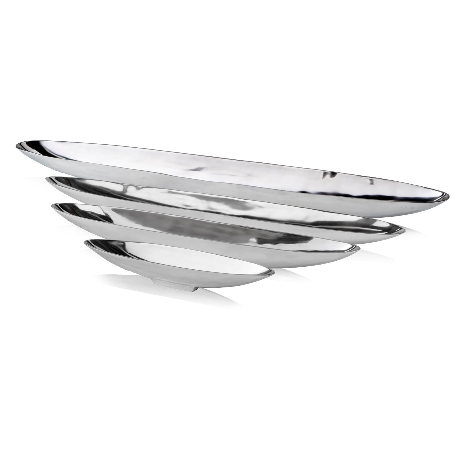 47" Contempo Shiny Silver Extra Large Long Boat Tray-Sculptures-DECOROLALA