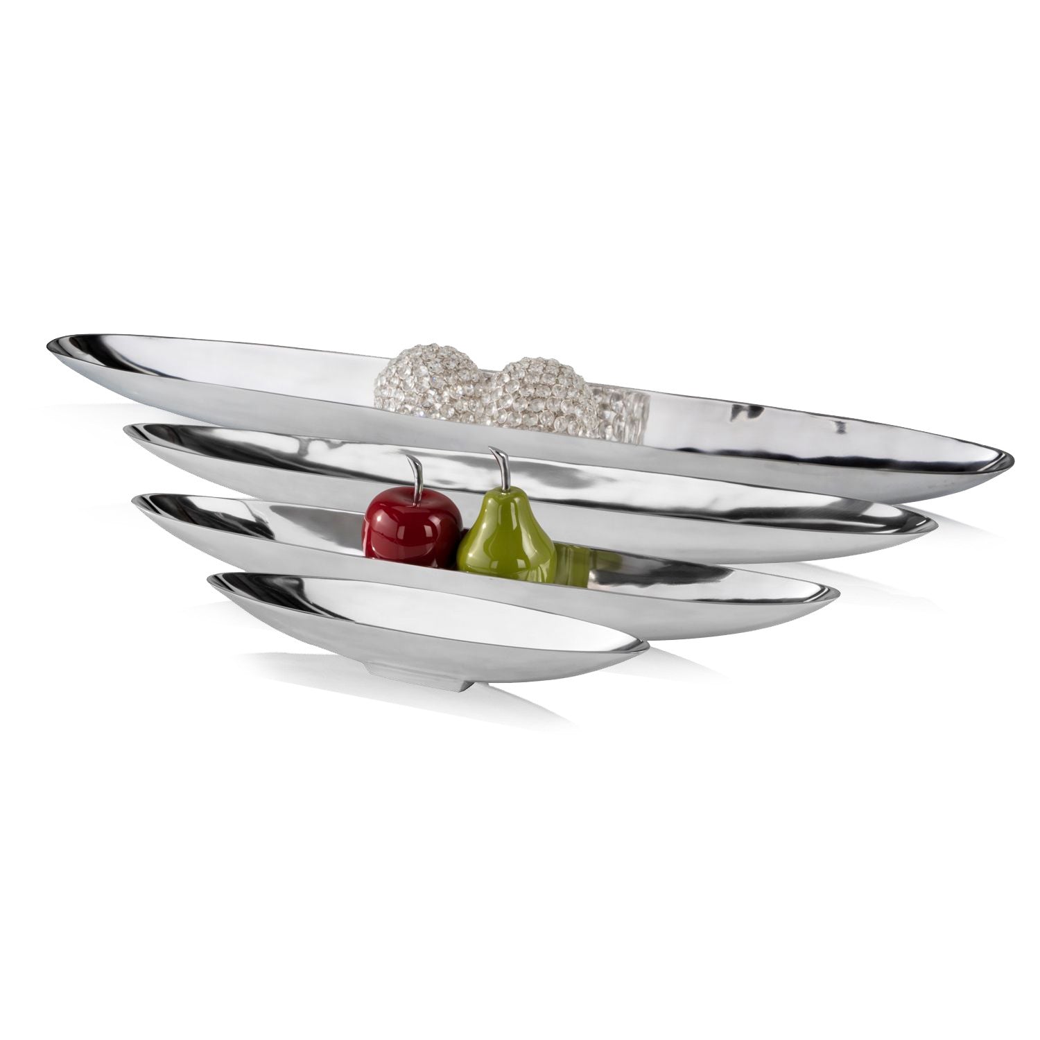 47" Contempo Shiny Silver Extra Large Long Boat Tray-Sculptures-DECOROLALA