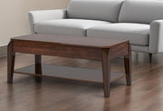 47" Dark Brown Wood Lift Top Coffee Table With Shelf-Coffee Tables-DECOROLALA