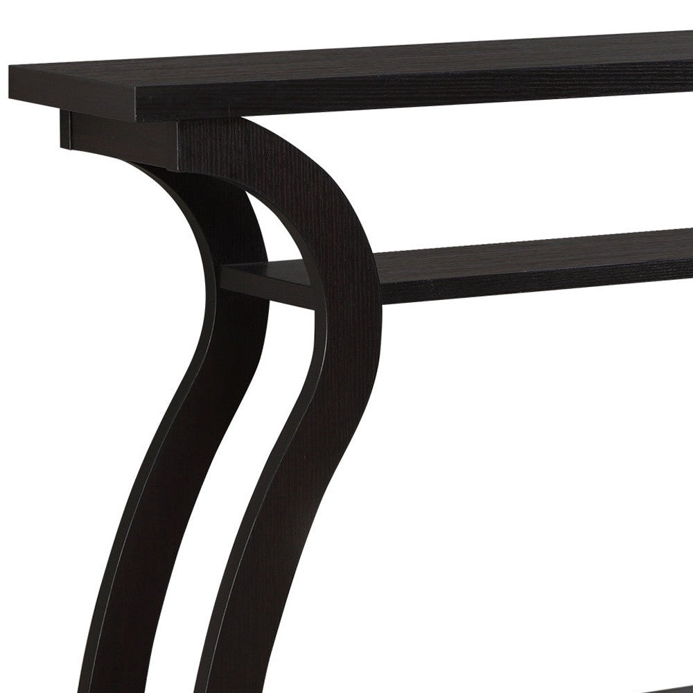 47" Espresso Floor Shelf Console Table With Storage-Console Tables-DECOROLALA