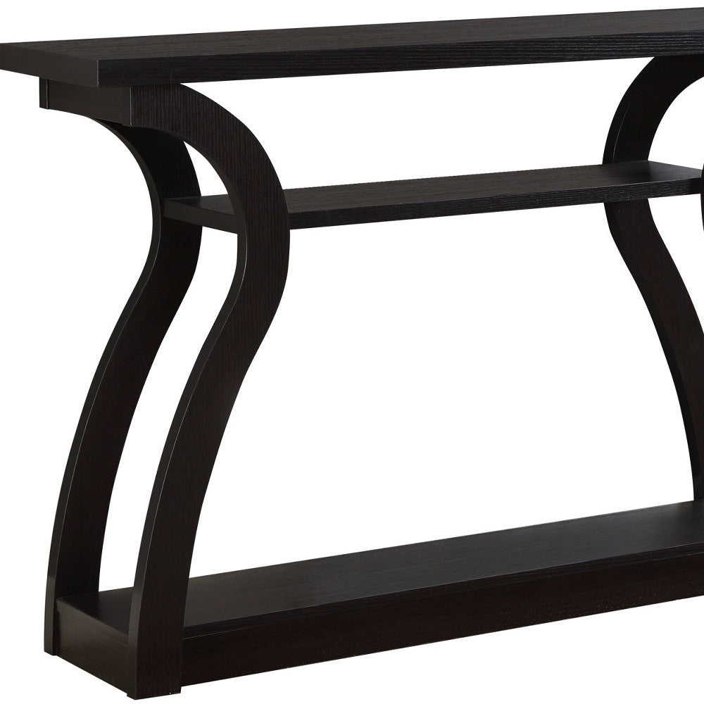 47" Espresso Floor Shelf Console Table With Storage-Console Tables-DECOROLALA
