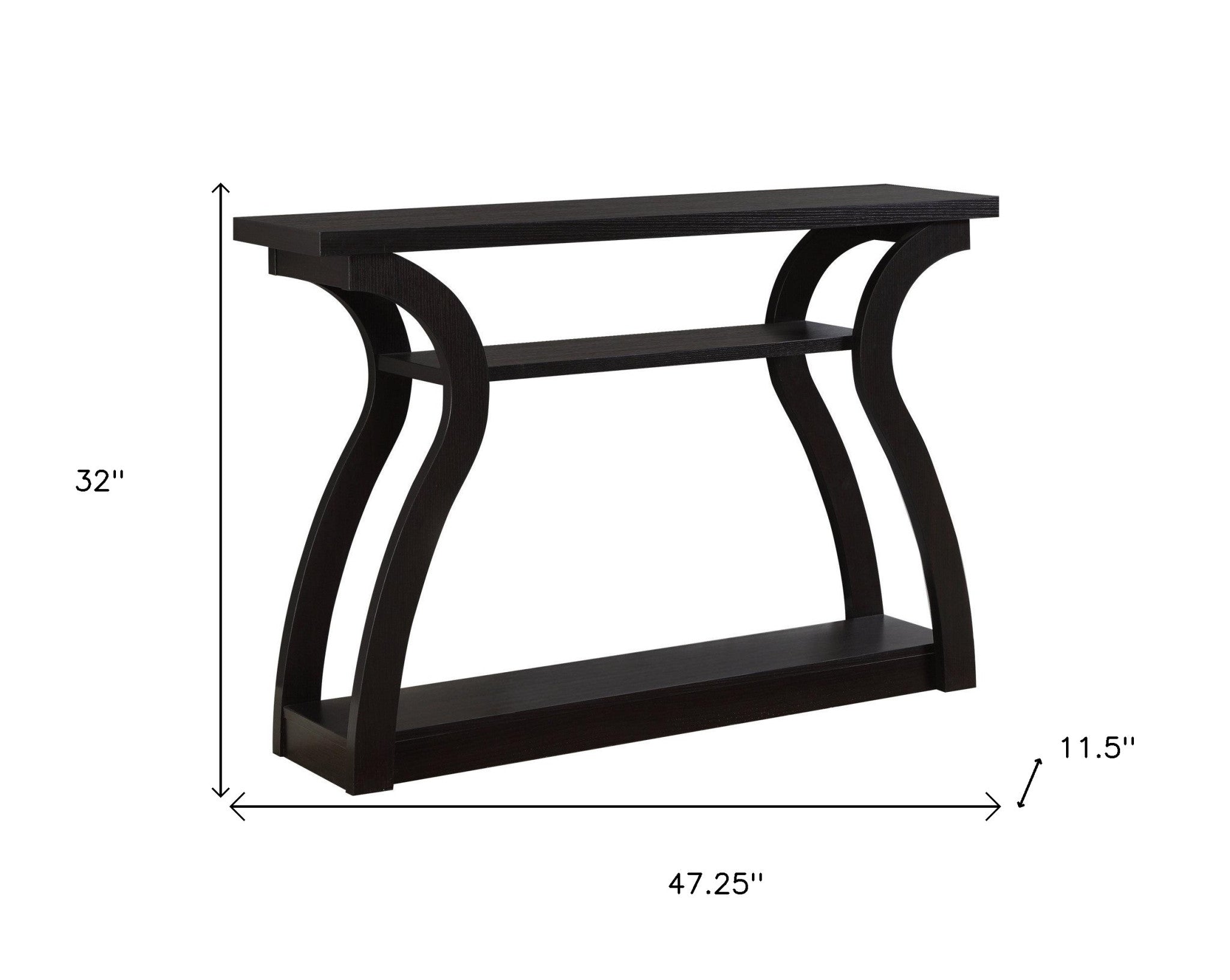 47" Espresso Floor Shelf Console Table With Storage-Console Tables-DECOROLALA