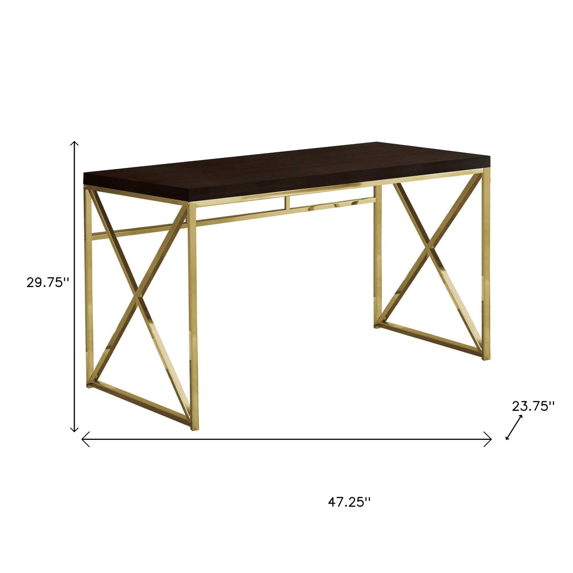 47" Espresso and Gold Writing Desk-Desks-DECOROLALA