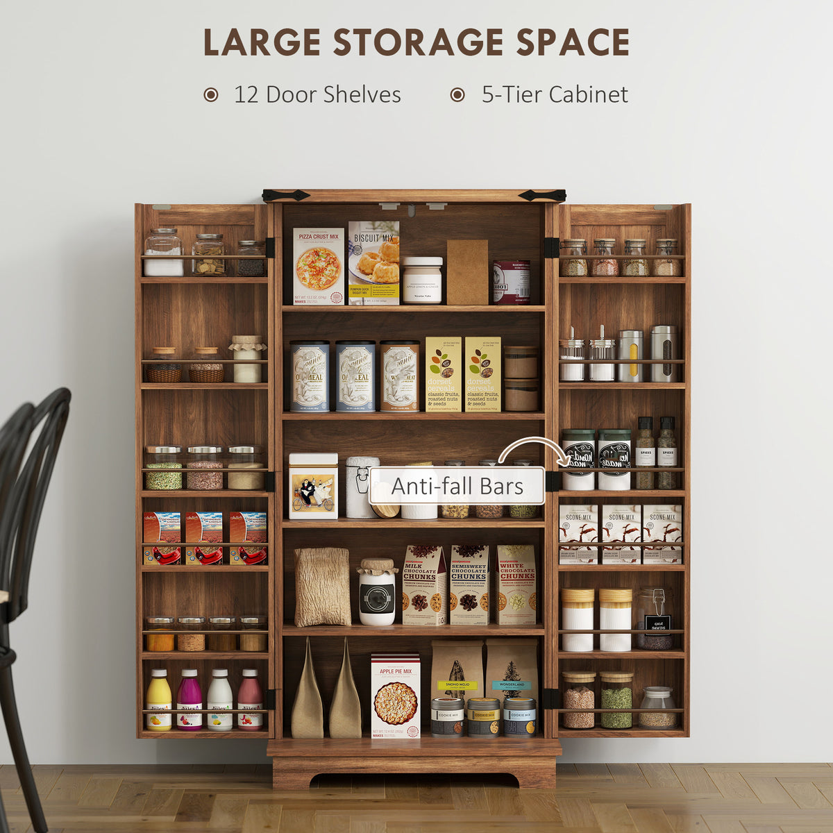 47" Farmhouse Kitchen Pantry Cabinet - Brown Barn Door-Home Furnishings > Storage & Organization > Kitchen Pantry Cabinets-DECOROLALA