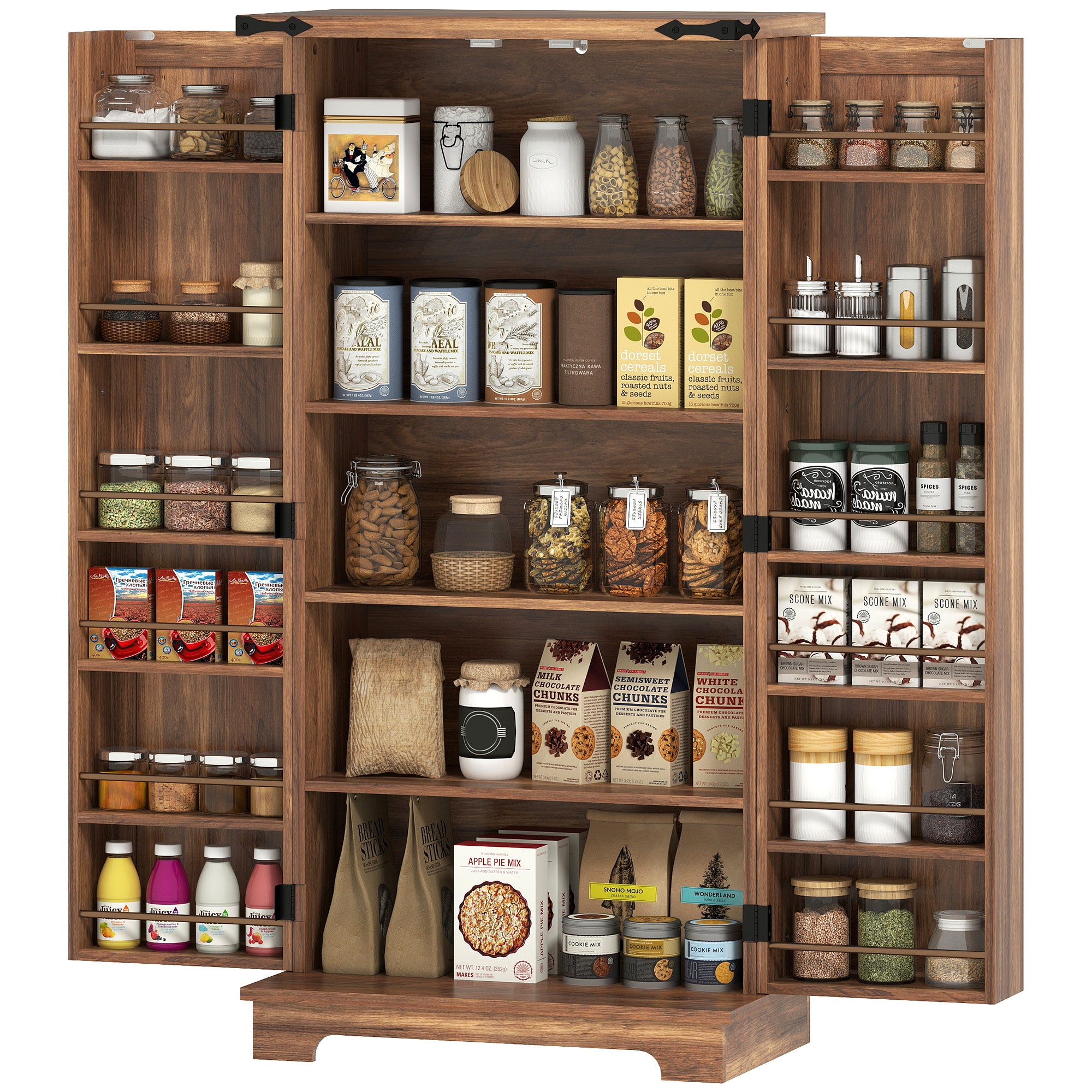 47" Farmhouse Kitchen Pantry Cabinet - Brown Barn Door-Home Furnishings > Storage & Organization > Kitchen Pantry Cabinets-DECOROLALA