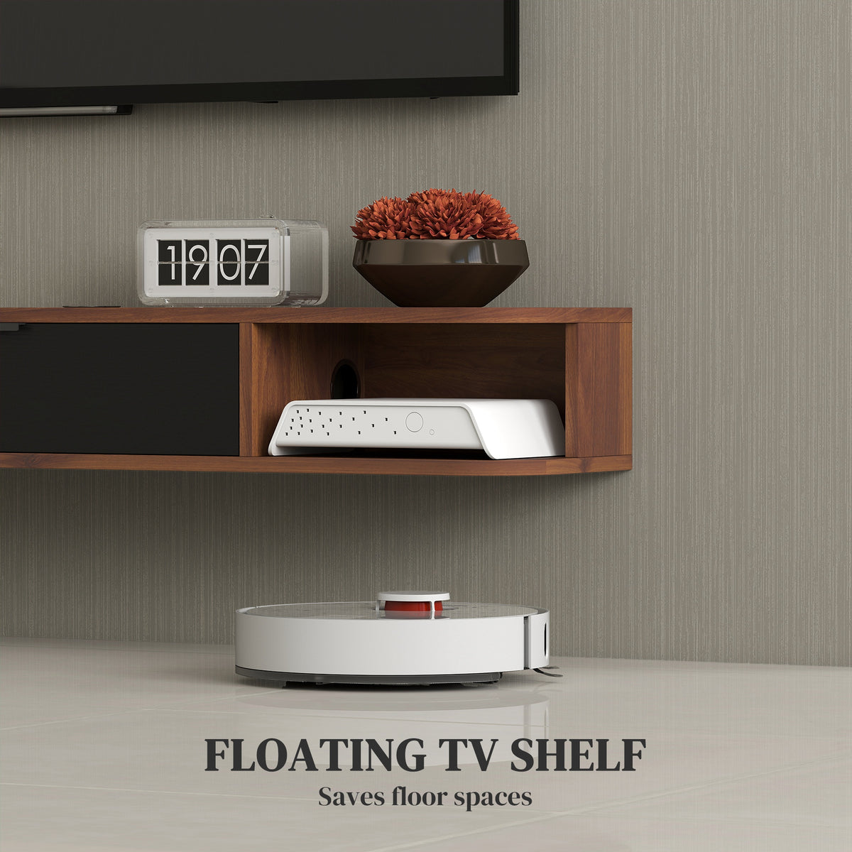 47" Floating TV Stand - Wall Mounted Media Console Walnut-Home Furnishings > Living Room Furniture > TV¬†Stands-DECOROLALA