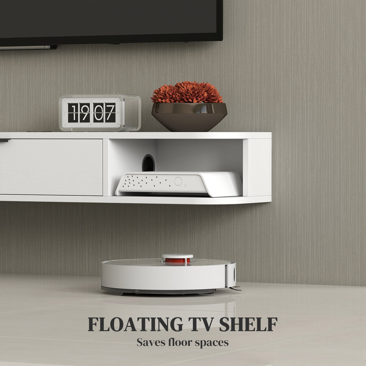 47" Floating TV Stand - Wall Mounted Media Console White-Home Furnishings > Living Room Furniture > TV¬†Stands-DECOROLALA