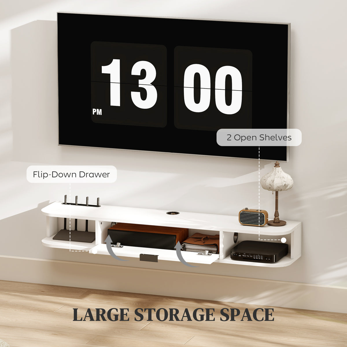 47" Floating TV Stand - Wall Mounted Media Console White-Home Furnishings > Living Room Furniture > TV¬†Stands-DECOROLALA