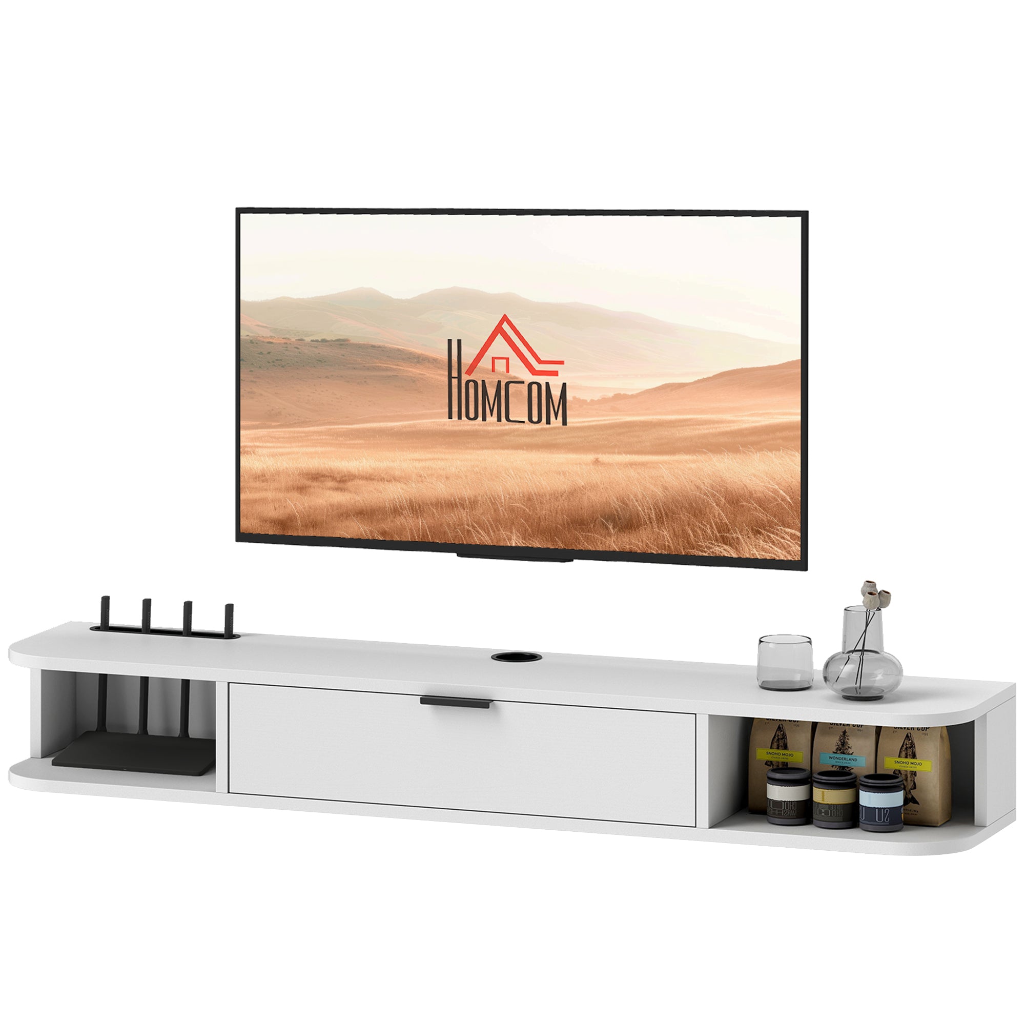 47" Floating TV Stand - Wall Mounted Media Console White-Home Furnishings > Living Room Furniture > TV¬†Stands-DECOROLALA